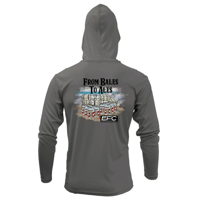 Everglades Fishing Co hooded performance shirt in smoke grey with moisture-wicking fabric and athletic fit for active fishing days.