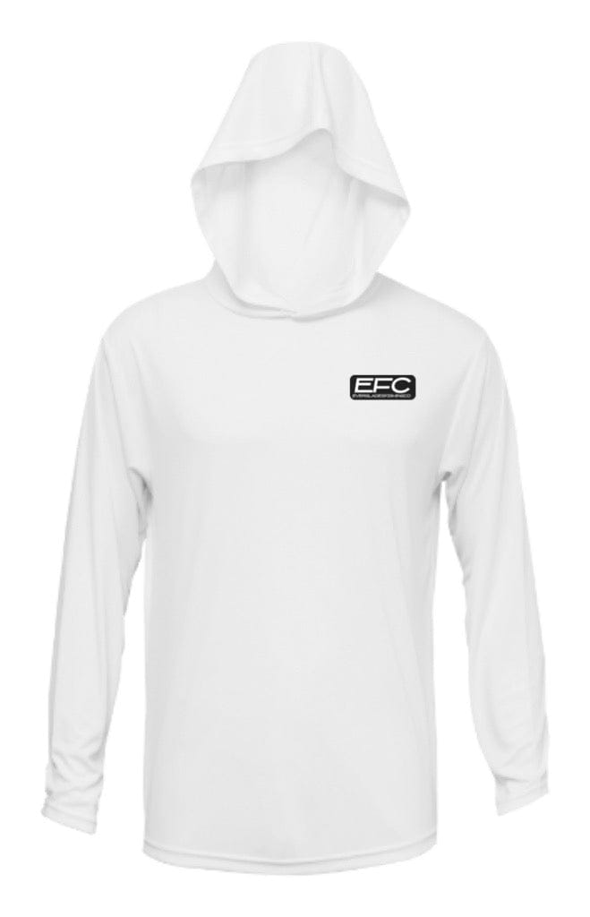 White Square Grouper hooded performance shirt by Everglades Fishing Co, featuring a comfortable fit and casual fishing style.