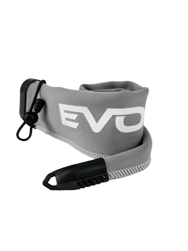 Red and white limited edition EVOLV Fishing spinning rod sleeve, shorty design for protecting fishing rods.