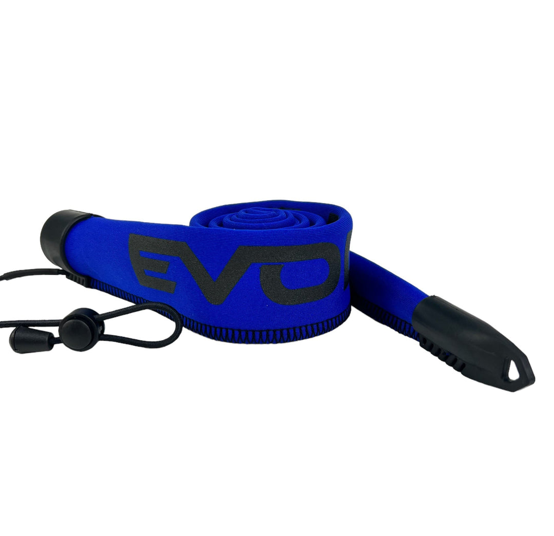 Limited edition EVOLV Fishing baitcast rod sleeves in orange and white, designed to protect and organize fishing rods.