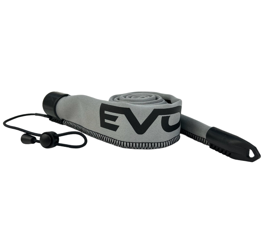Orange and white EVOLV Fishing limited edition baitcast rod sleeves shown in a short, protective design for fishing rods.
