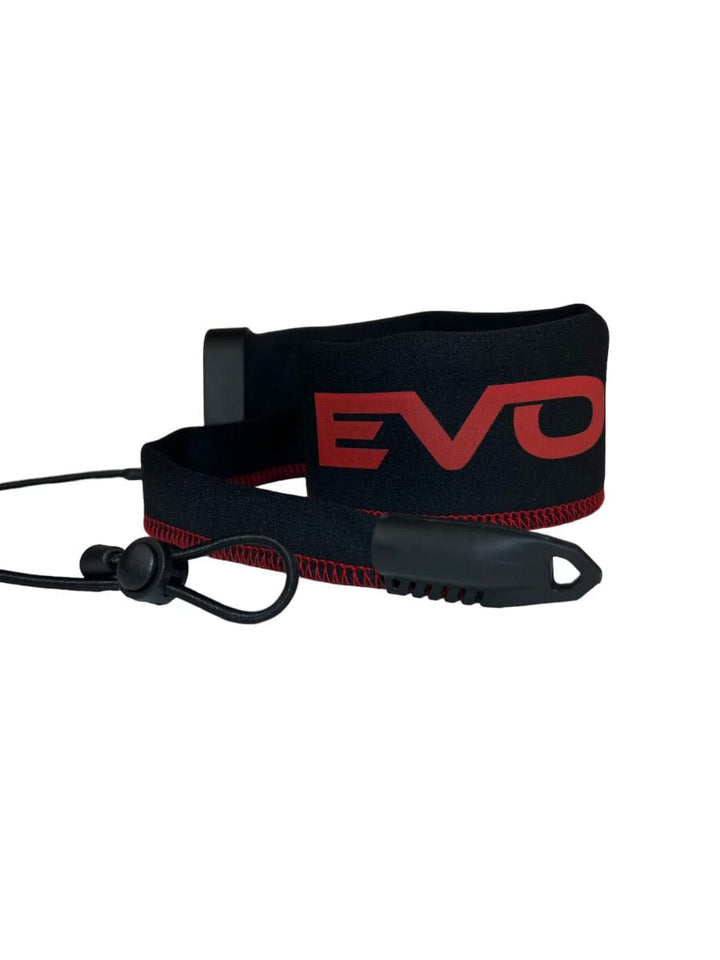 Red EVOLV Fishing Tournament Edition spinning rod sleeves, shorty style with two collars, designed for standard-sized spinning rods.