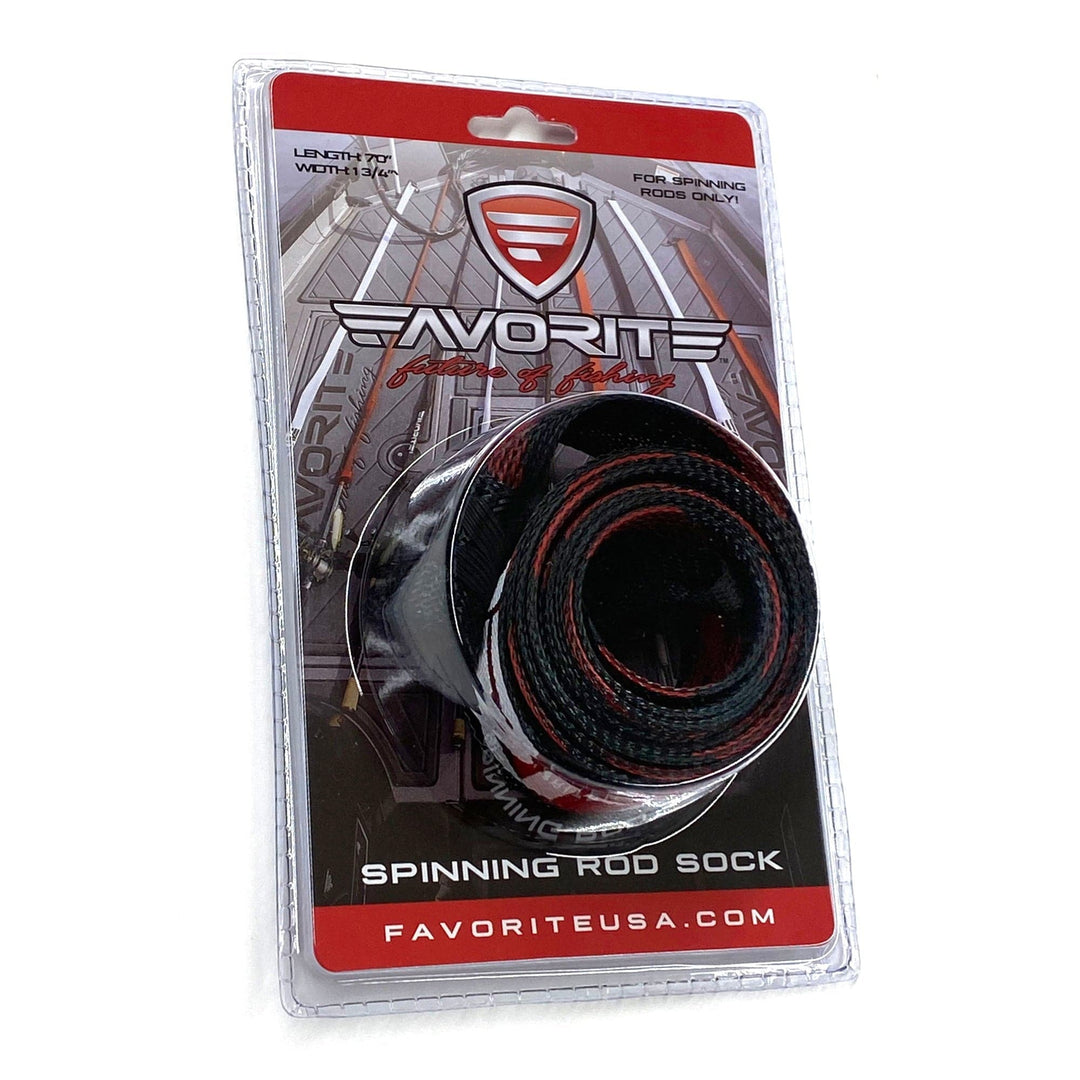 Red Favorite Fishing Rod Sock New Style accessory for spinning rods, providing protection and storage for fishing gear.