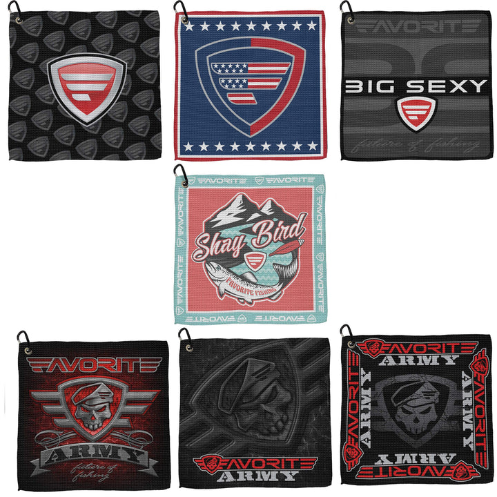 Favorite Fishing accessories fishing towel with vibrant design, ideal for anglers to dry hands and equipment during fishing trips.