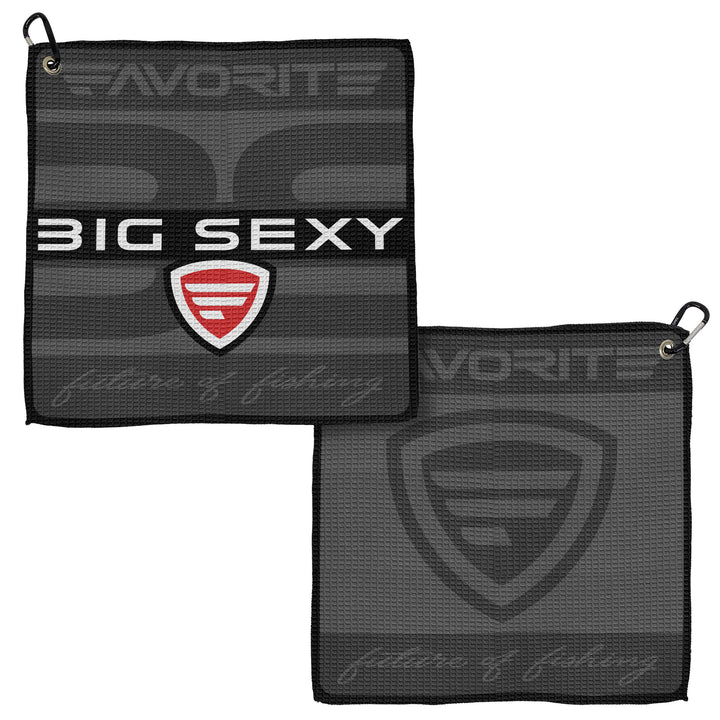 Favorite Fishing fishing towel, large accessory with logo, soft microfiber material, ideal for anglers to dry hands and gear.