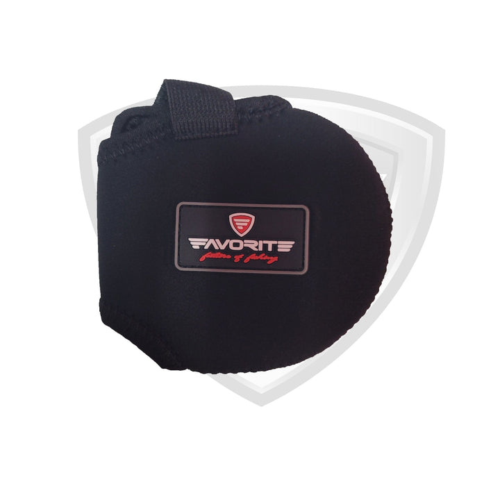 Black Favorite Fishing reel cover for fishing reels, accessory protects and secures reel components.