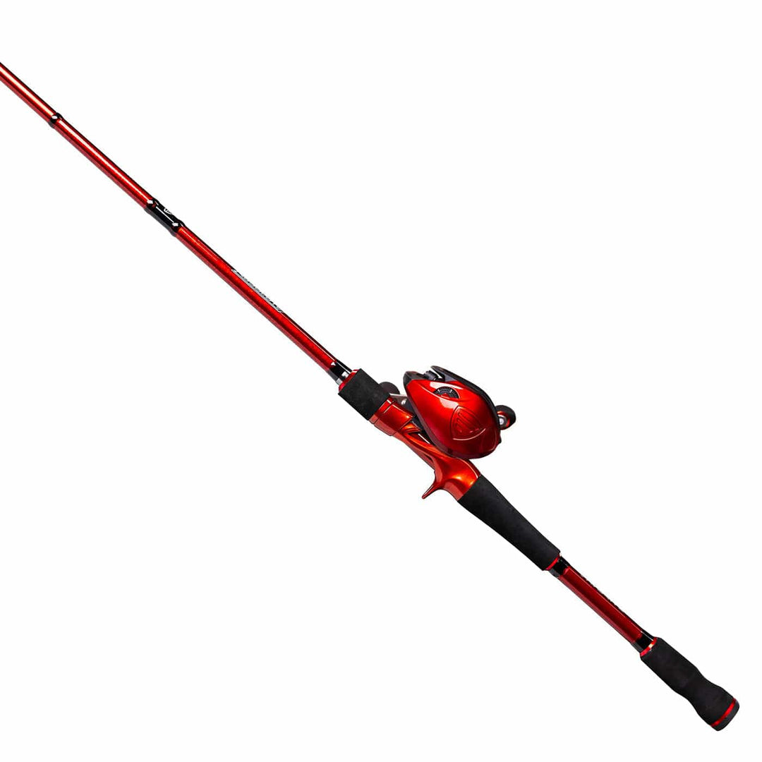 Favorite Fishing Absolute Casting Combo, extra-heavy left-hand retrieve fishing rod and reel for casting and fishing action.