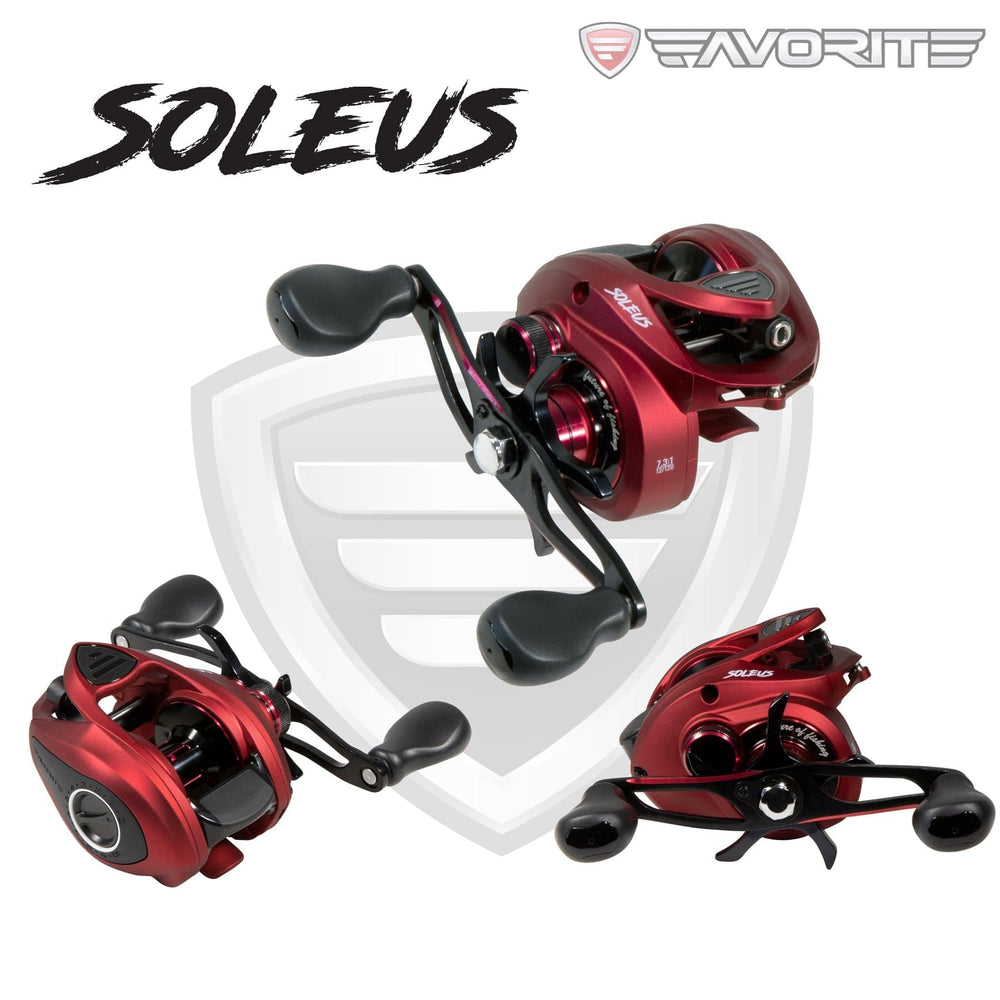 Favorite Fishing Soleus Casting Reel in black, right-hand model, featuring a compact design and durable construction for freshwater fishing.