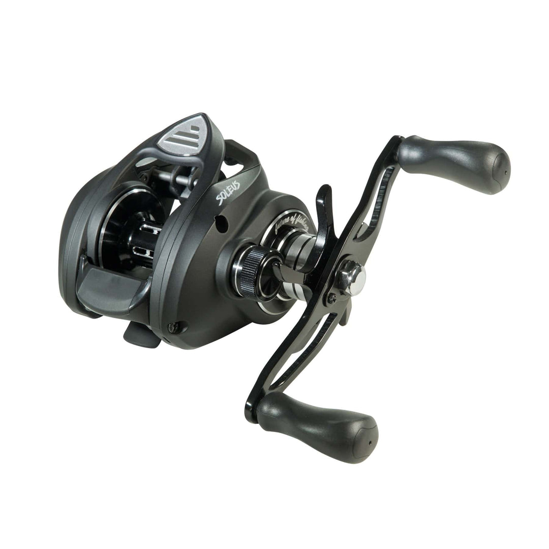 Favorite Fishing Soleus Casting Reel in black, right-hand model with compact design and durable construction for freshwater fishing.