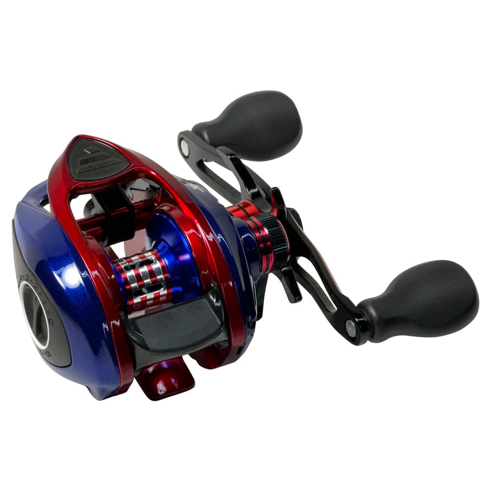 Favorite Fishing Defender Soleus Casting Reel showing the right side with handle and spool, designed for smooth casting and fishing durability.