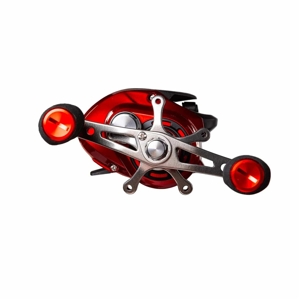 Favorite Fishing Absolute Casting Reel in retail packaging, showing the left side of the reel with detailed components.