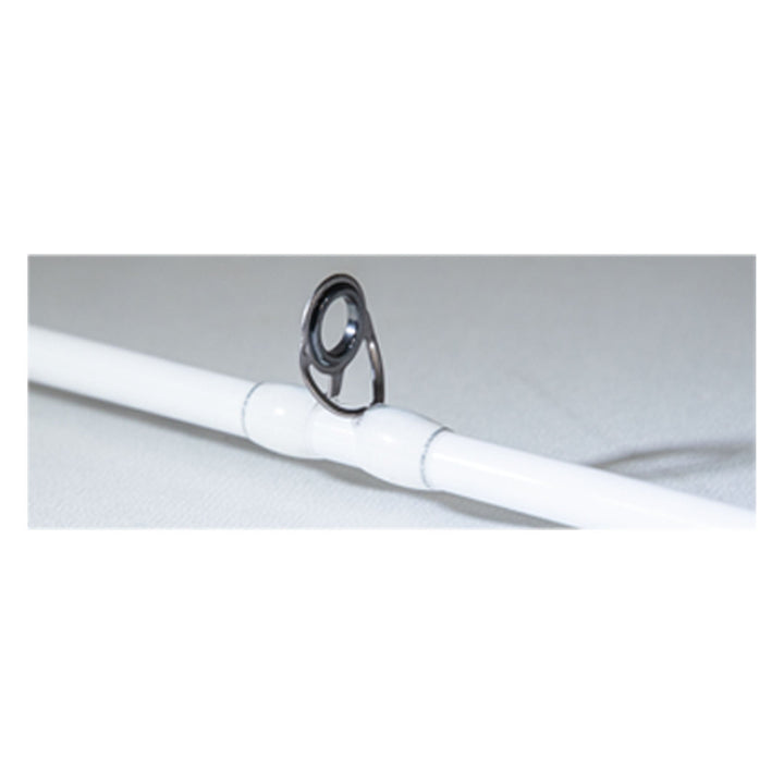 White Bird casting rod by Favorite Fishing with white guide components and sleek handle design for anglers.