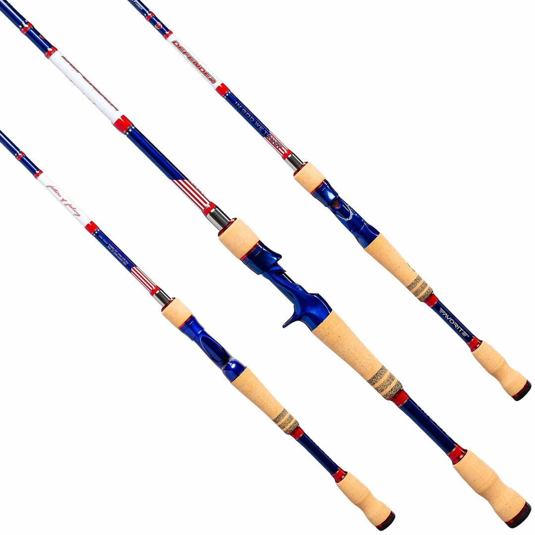 Favorite Fishing Defender Casting Rod, 6'6" medium-heavy casting rod with ergonomic handle and durable construction.