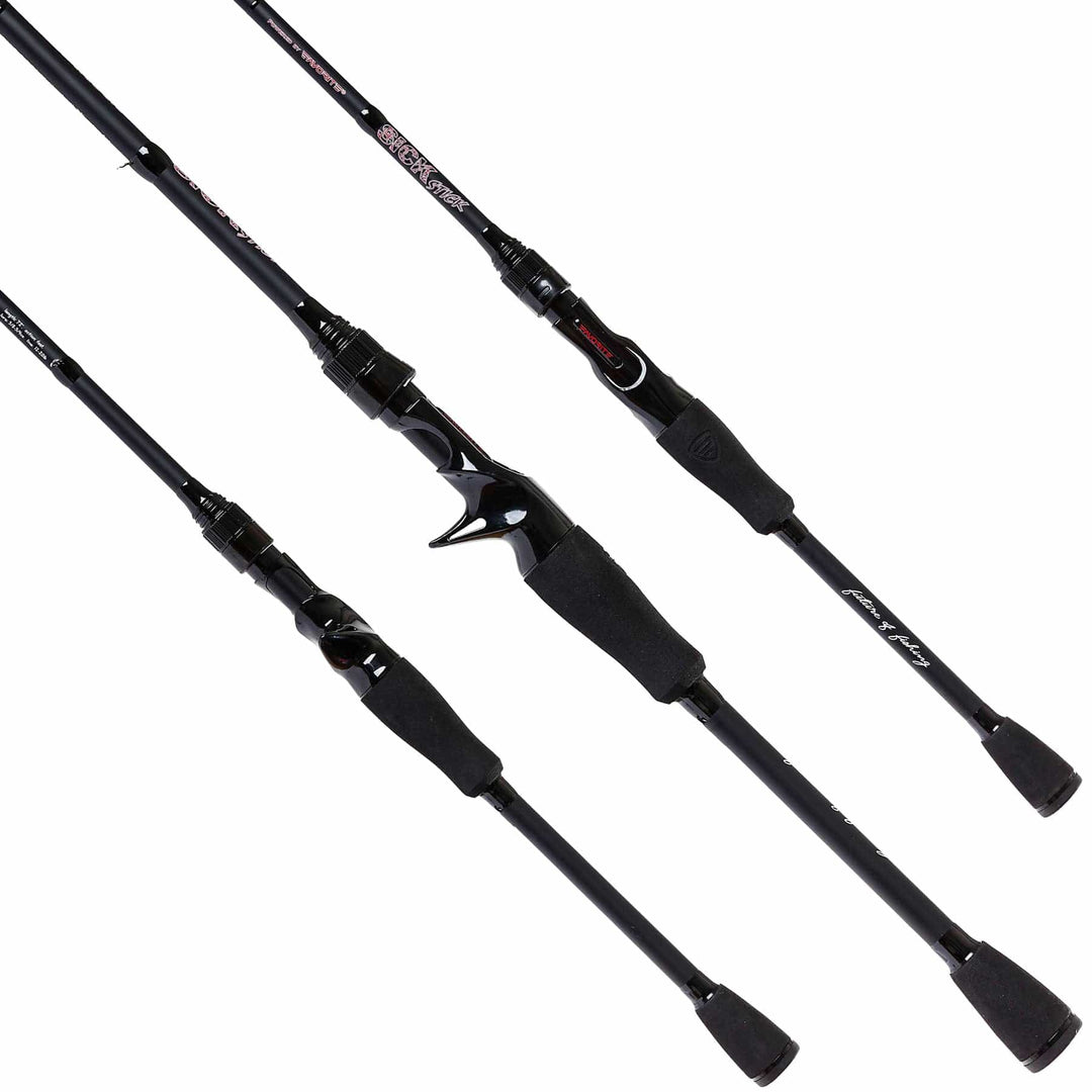 Favorite Fishing Sick Stick Casting Combo, medium-heavy left-hand baitcasting rod and reel for freshwater fishing.