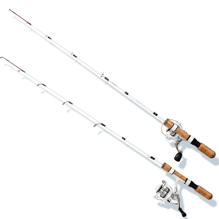 Favorite Fishing White Bird Ice Combo 30-32 inch with rod and reel, designed for ice fishing in a compact combo package.