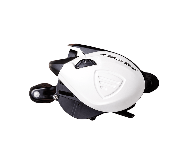 Favorite Fishing White Bird casting reel in retail packaging, showcasing the fishing reel and branding on the box.