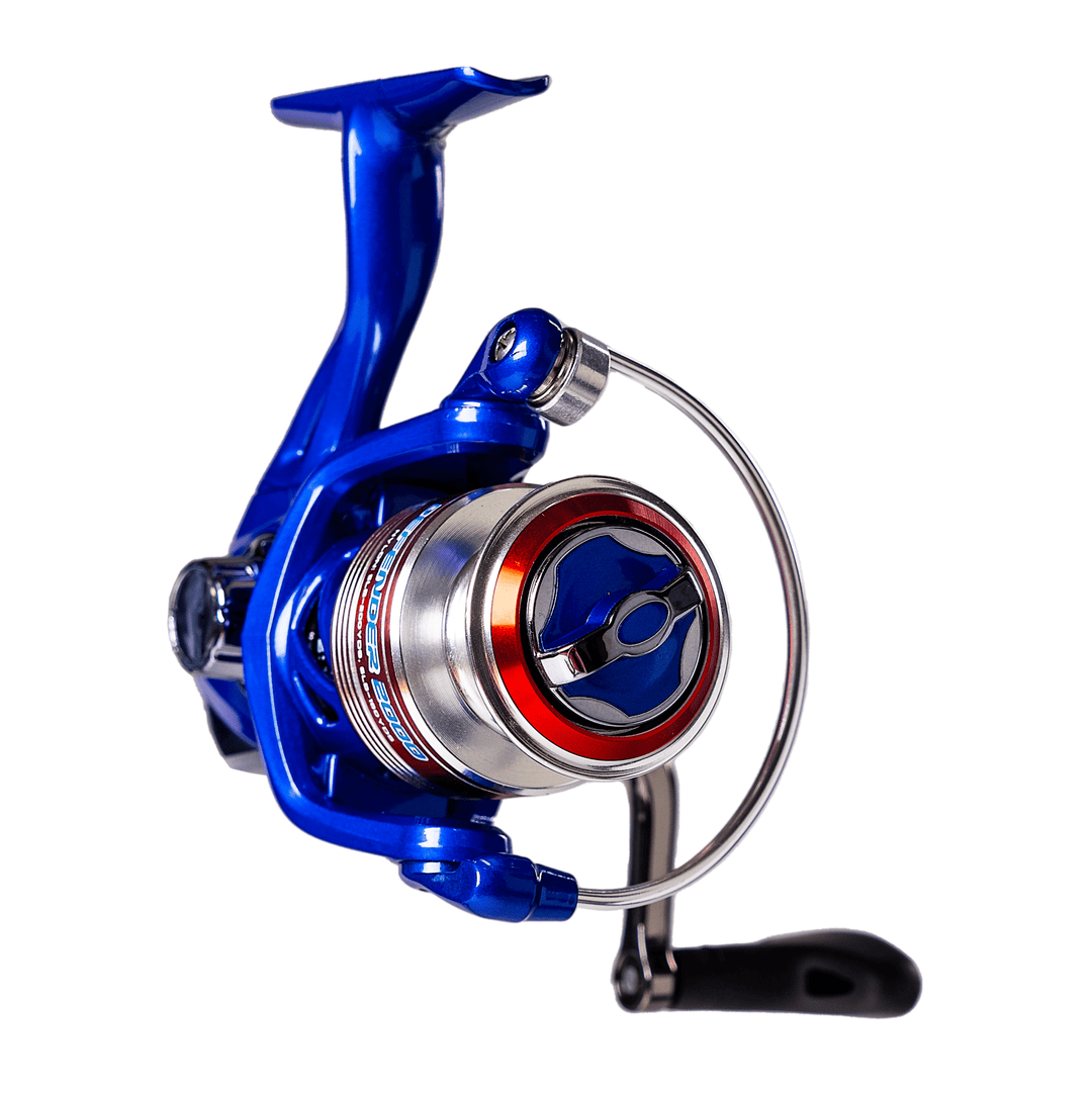 Favorite Fishing Defender spinning reel in retail packaging, compact design ideal for freshwater fishing enthusiasts.