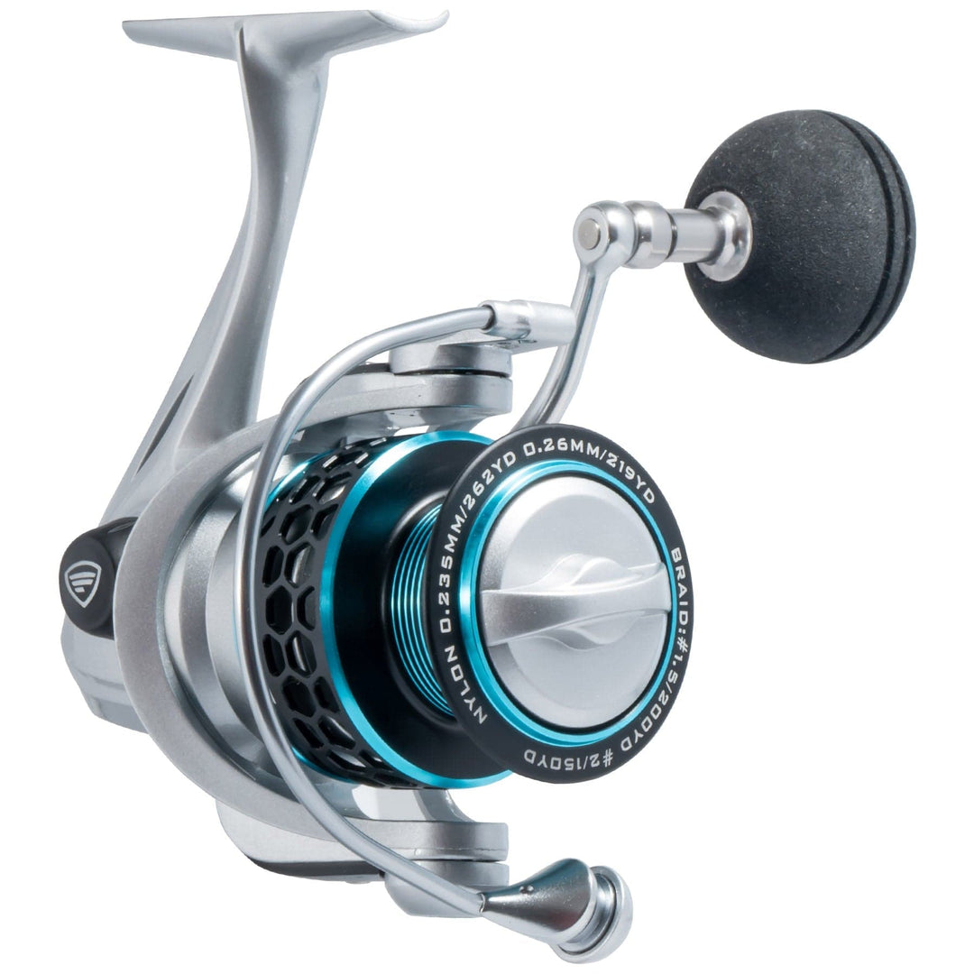 Favorite Fishing OL' Salty spinning reel, model OL-S3000, showcasing the durable, high-performance fishing reel with detailed construction.