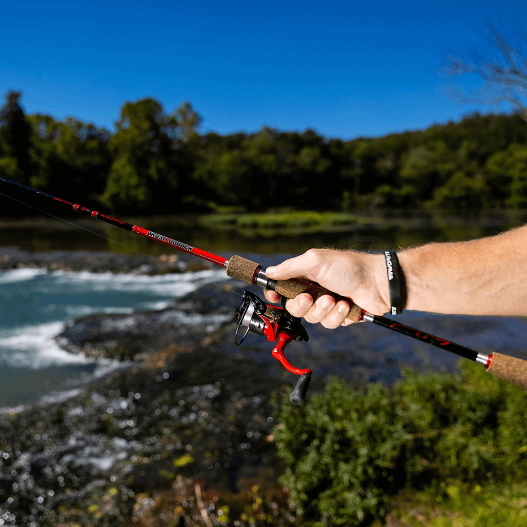 Favorite Fishing Brush Dobber Crappie Spinning Rod, 6-8 medium one-piece fishing rod for crappie fishing.