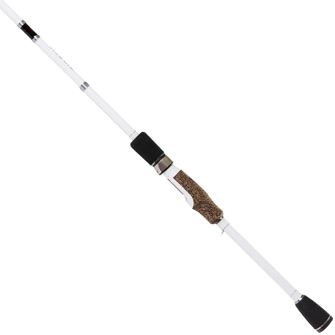 Favorite Fishing White Bird Spinning Rod, 6-foot medium moderate spinning rod for freshwater fishing, showing the sleek white design
