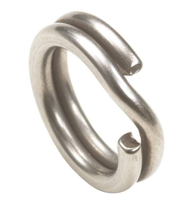Owner Hyper Split Rings by Fisherman's Headquarters, close-up of shiny stainless steel fishing split rings for secure lure attachment