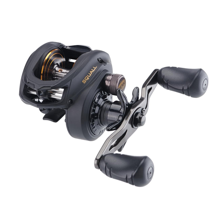 Penn Squall Low Profile Baitcast Reel, fishing reel with ergonomic design and durable construction for freshwater and saltwater fishing.