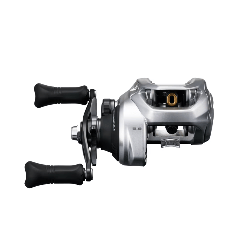 Shimano Tranx B baitcasting reel, featuring ergonomic handle and sleek black finish, designed for smooth fishing performance.