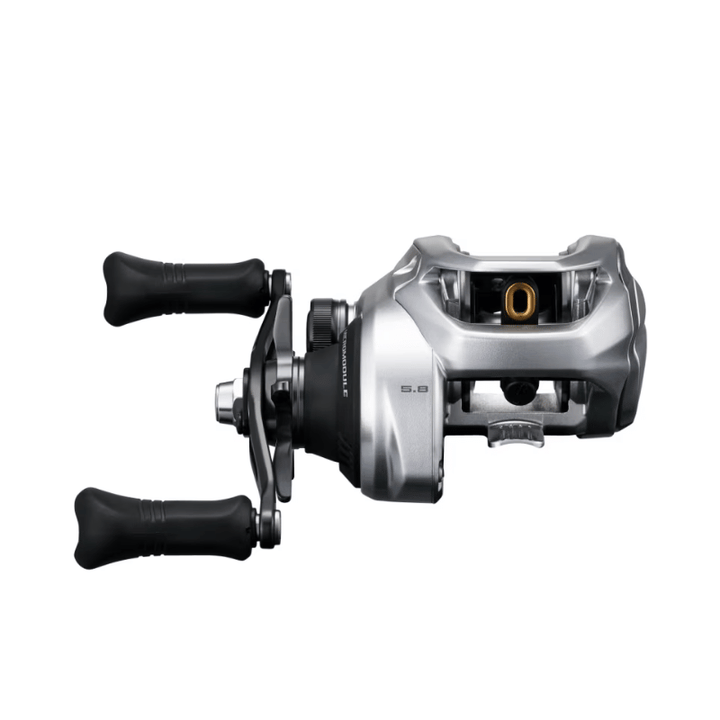 Shimano Tranx B baitcasting reel, featuring ergonomic handle and sleek black finish, designed for smooth fishing performance.