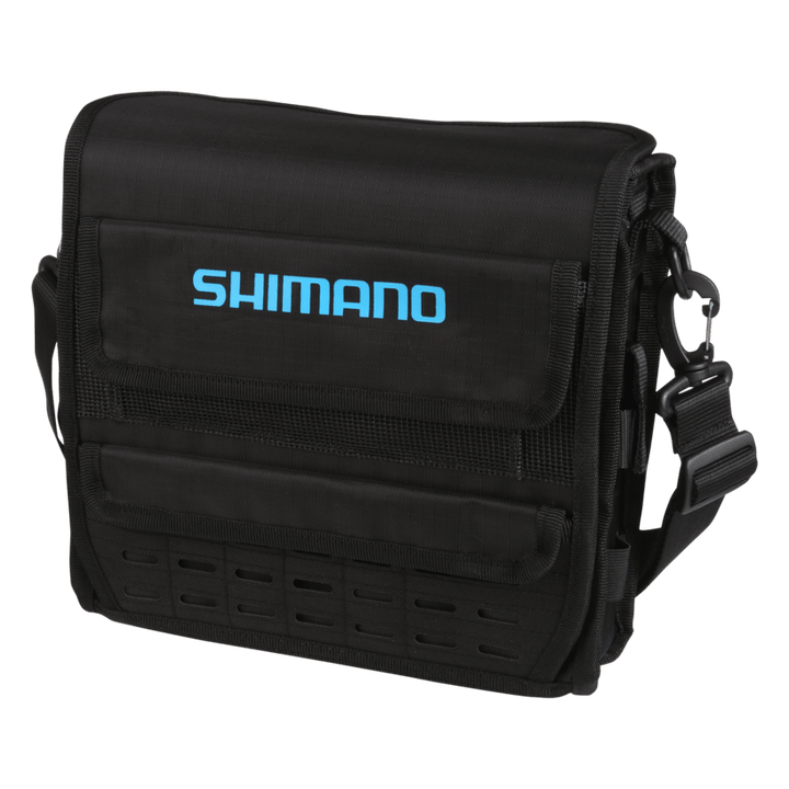 Medium Shimano Blue Wave Surf Bags lure and plug bag with multiple compartments for fishing gear, made by Fisherman's Headquarters.