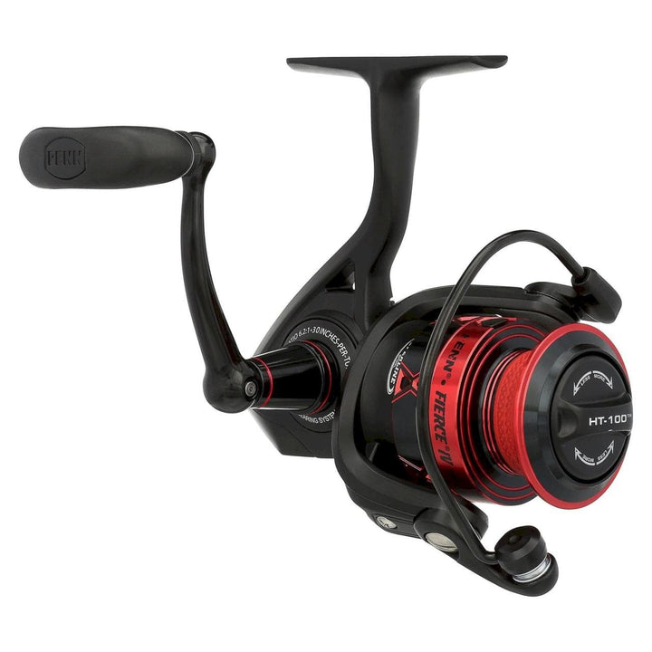Penn Fierce IV spinning reel for fishing, featuring a sleek black design and durable construction, ideal for freshwater or saltwater fishing.