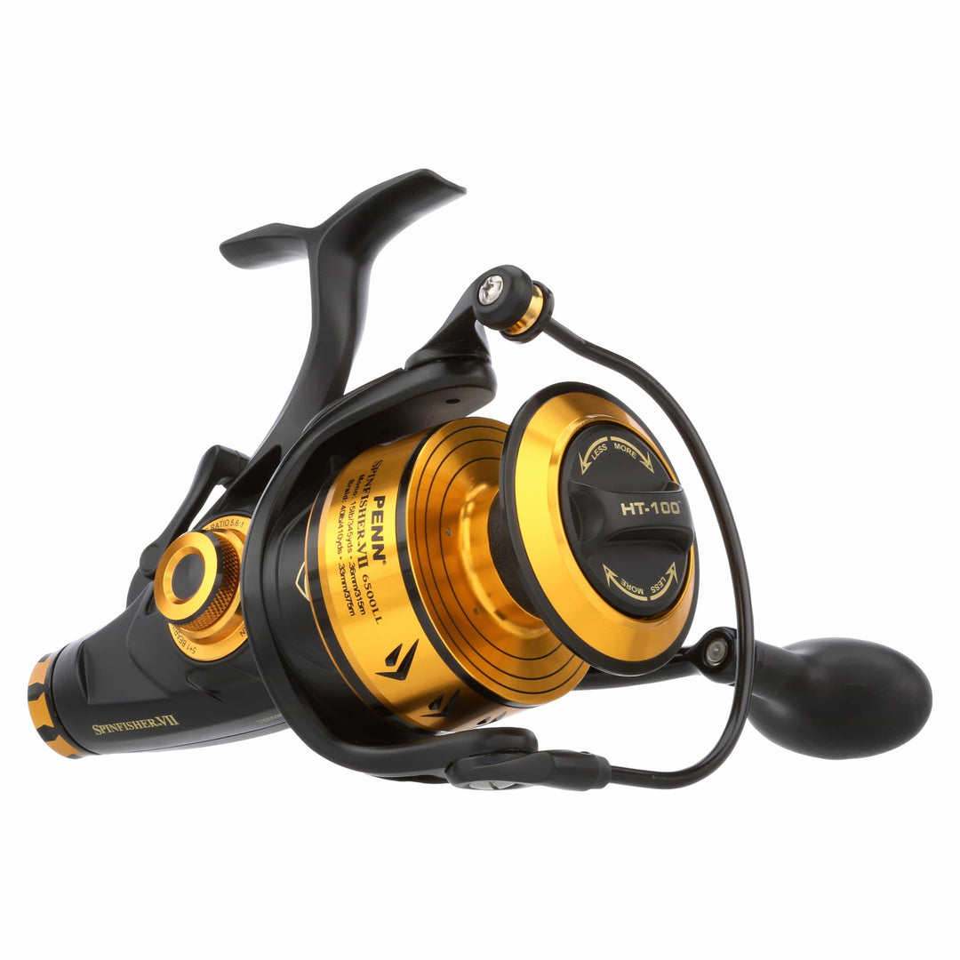 Penn Spinfisher VII Live Liner spinning reel with black body and silver spool, designed for saltwater fishing.
