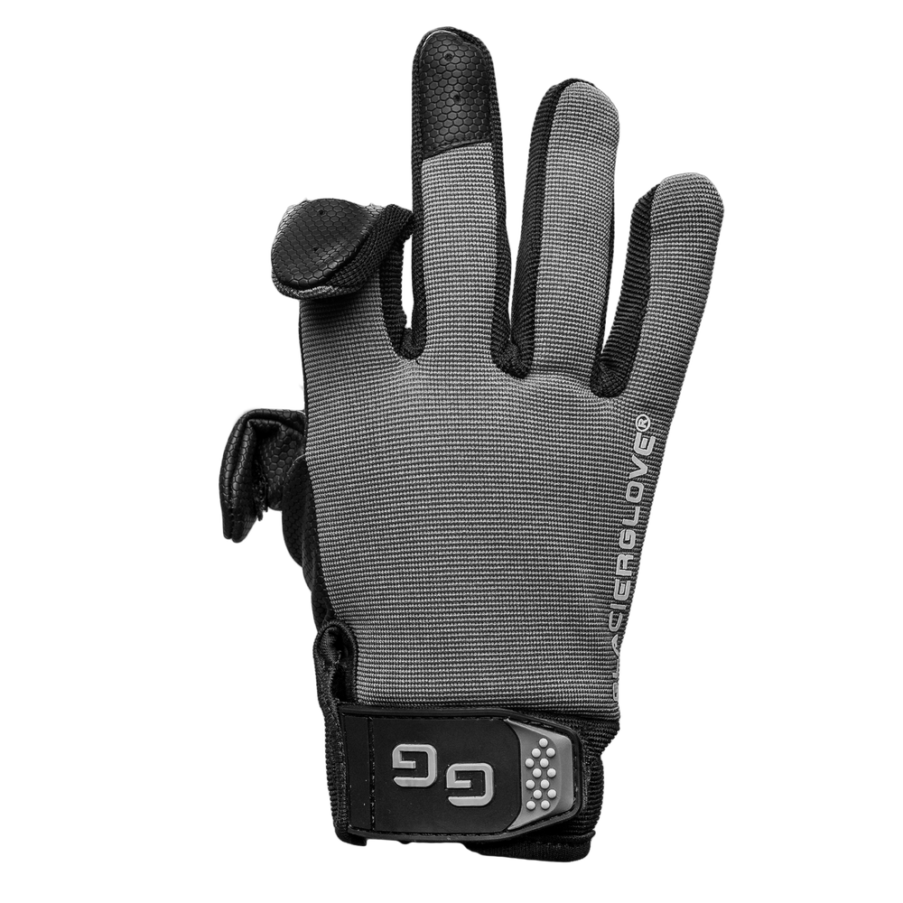Glacier Outdoor Elite Angler gloves in black, showing the front view with a textured grip and insulated design for fishing.