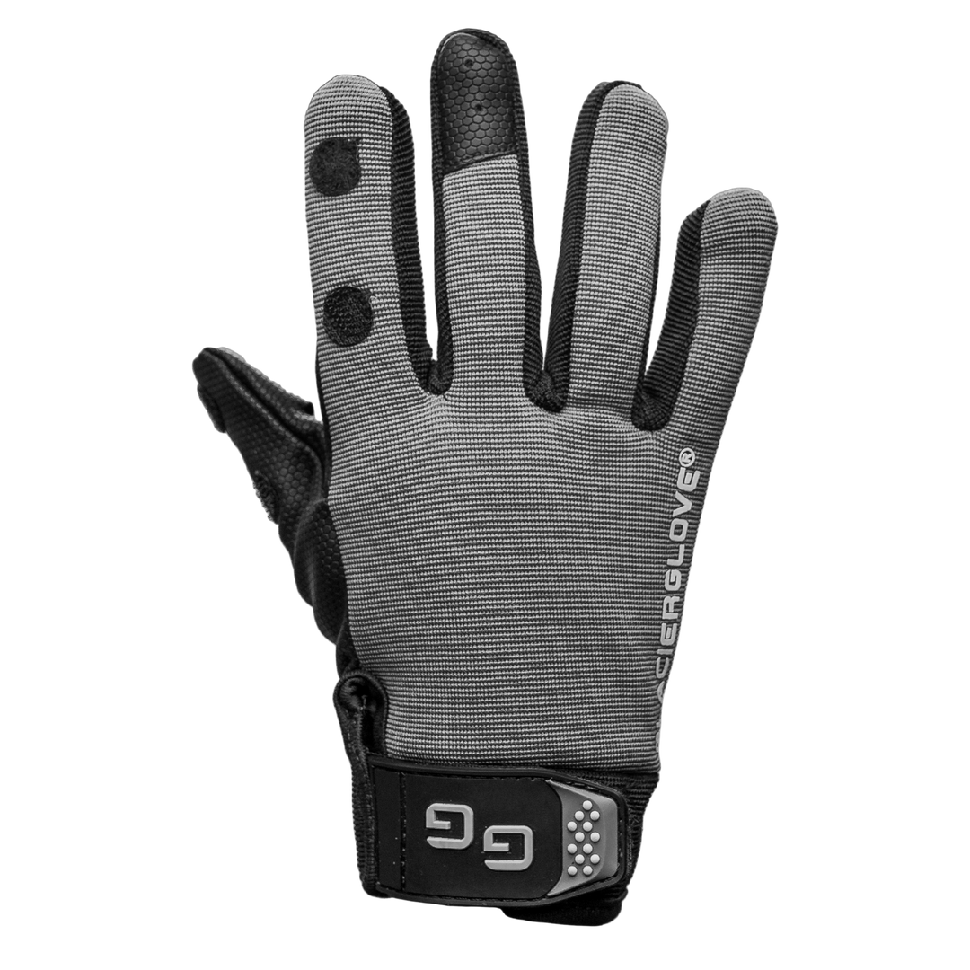 Glacier Outdoor Elite Angler gloves in black, front view showing durable outdoor fishing gloves with textured palms.