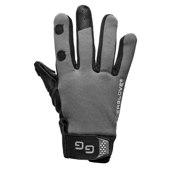 Glacier Outdoor Elite Angler gloves in black, front view showing durable outdoor fishing gloves with textured palms.
