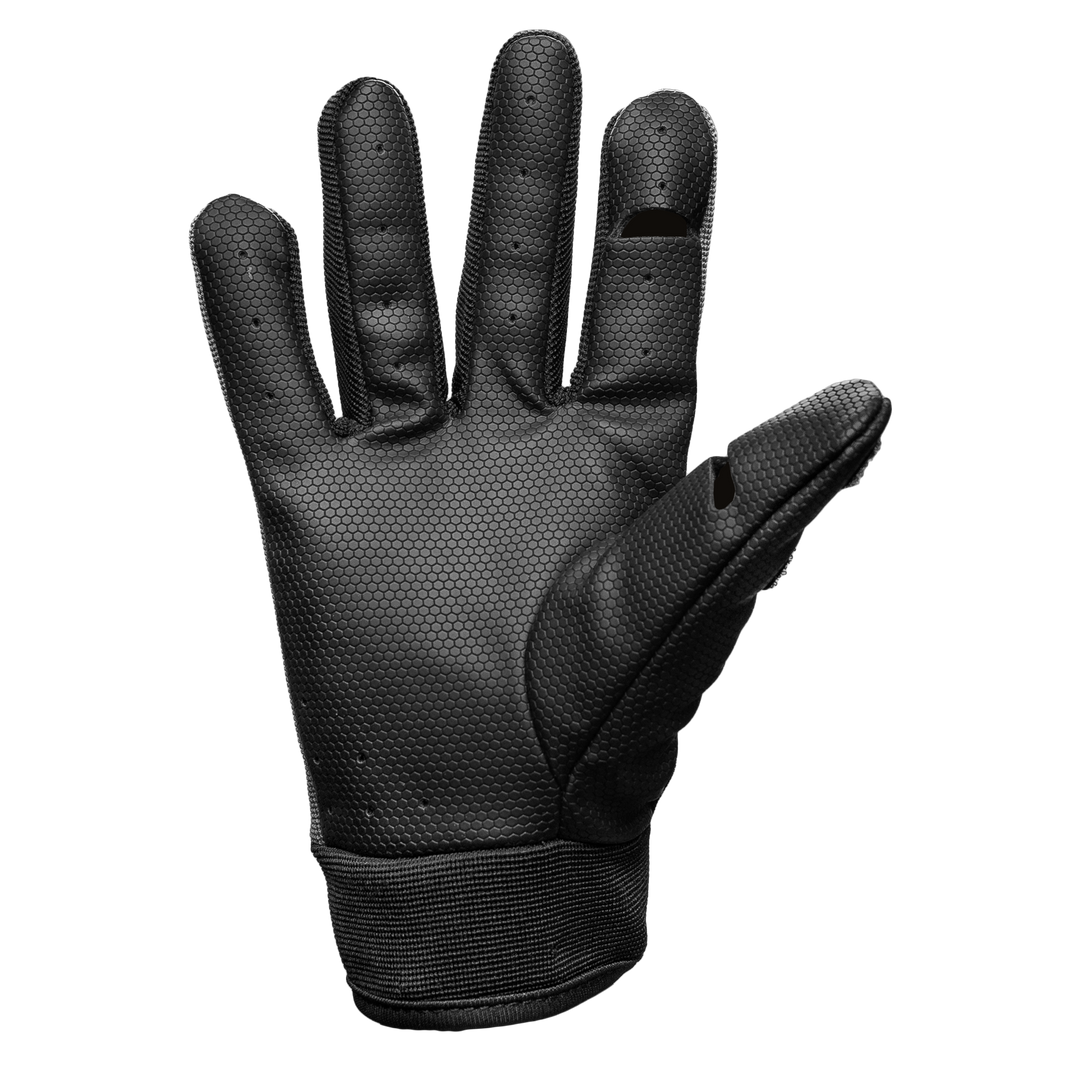 Black Glacier Outdoor Elite Angler gloves shown from the back, featuring textured material and adjustable wrist strap.