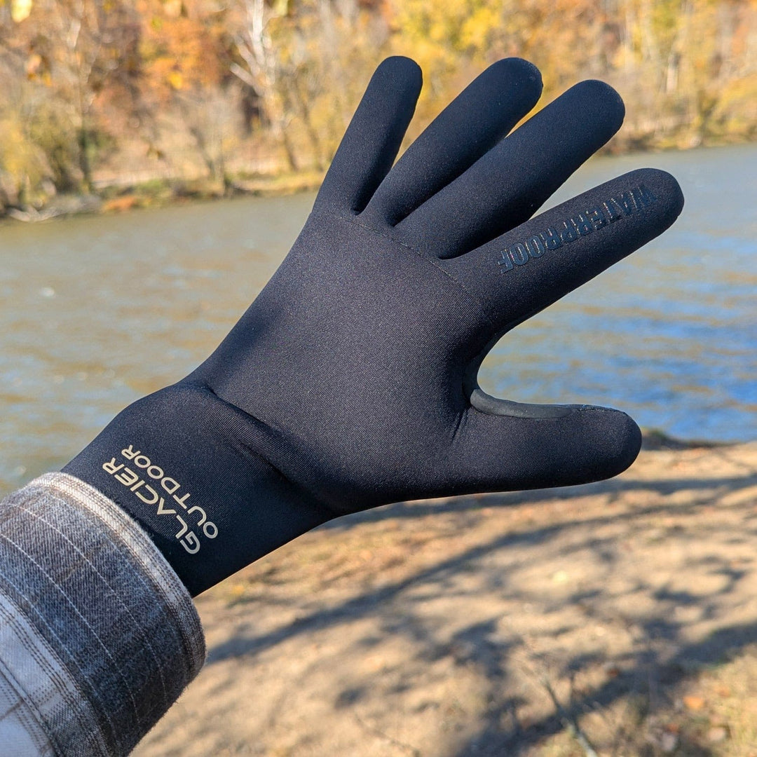 Glacier Outdoor HydroGrip Max gloves with textured grip palms and adjustable wrist straps for outdoor activities.