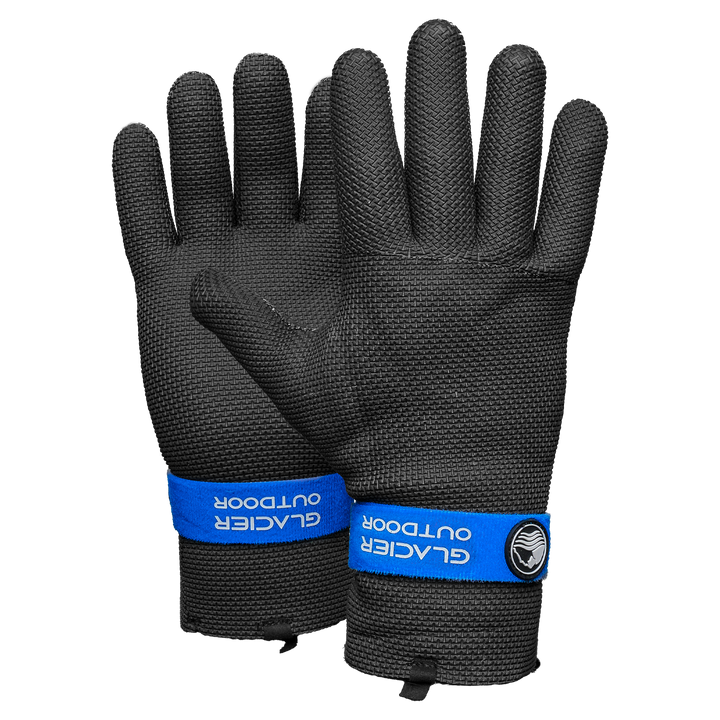 Glacier Outdoor Kenai waterproof gloves and mittens in black, designed for cold weather outdoor activities.
