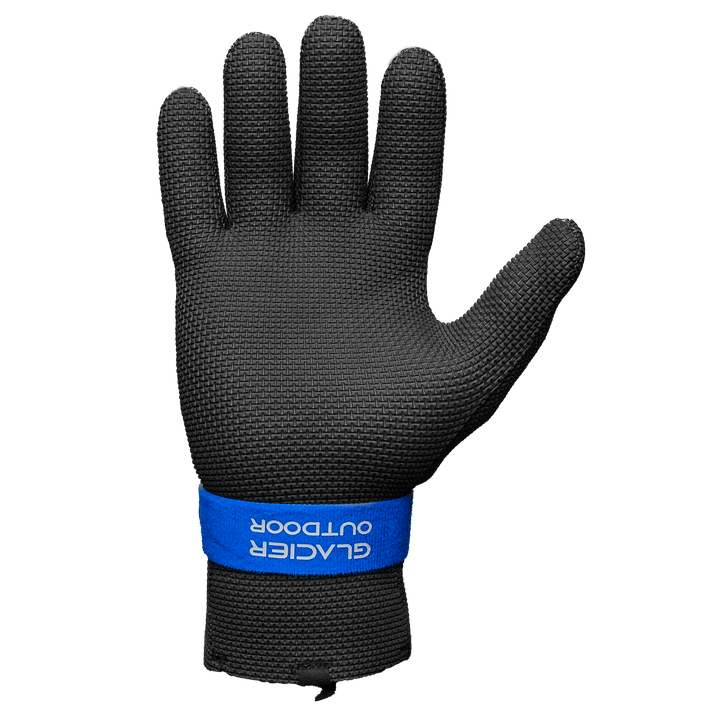 Glacier Outdoor Kenai waterproof gloves and mittens in black, designed for outdoor winter activities, with adjustable wrist straps.