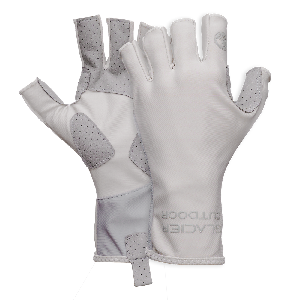 Light gray Islamorada Sun Glove by Glacier Outdoor, lightweight gloves designed for sun protection and outdoor activities.