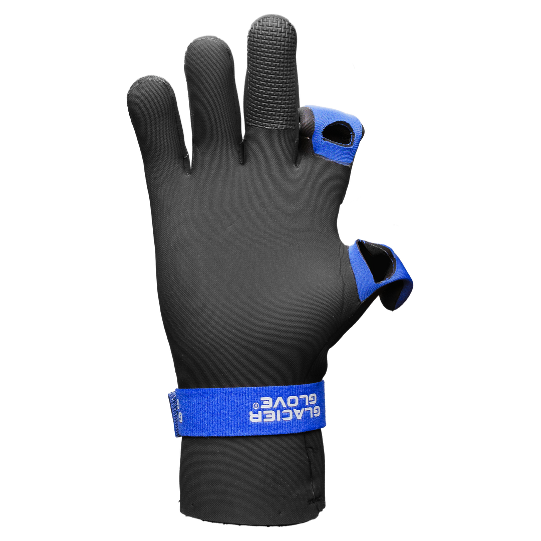 Back view of Glacier Outdoor Pro Angler™ gloves, durable fishing gloves with reinforced palms and adjustable wrist straps.