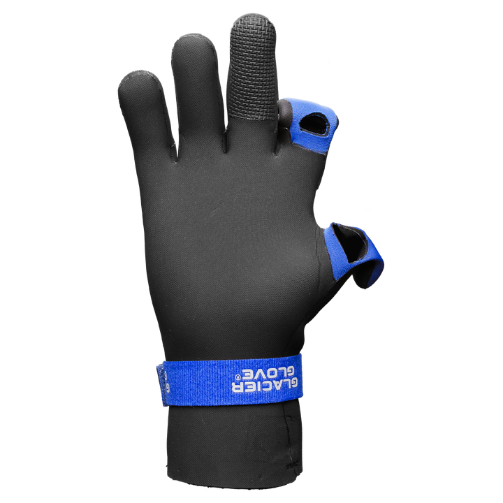Back view of Glacier Outdoor Pro Angler™ gloves, durable fishing gloves with reinforced palms and adjustable wrist straps.