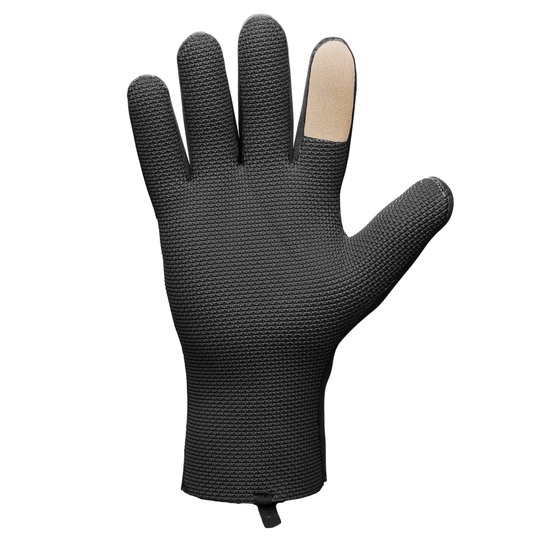 Glacier Outdoor Bristol Bay™ gloves in black, showing the back view with durable fabric and adjustable wrist strap.