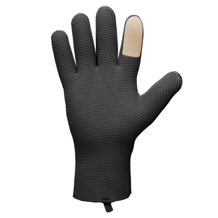 Glacier Outdoor Bristol Bay™ gloves in black, showing the back view with durable fabric and adjustable wrist strap.