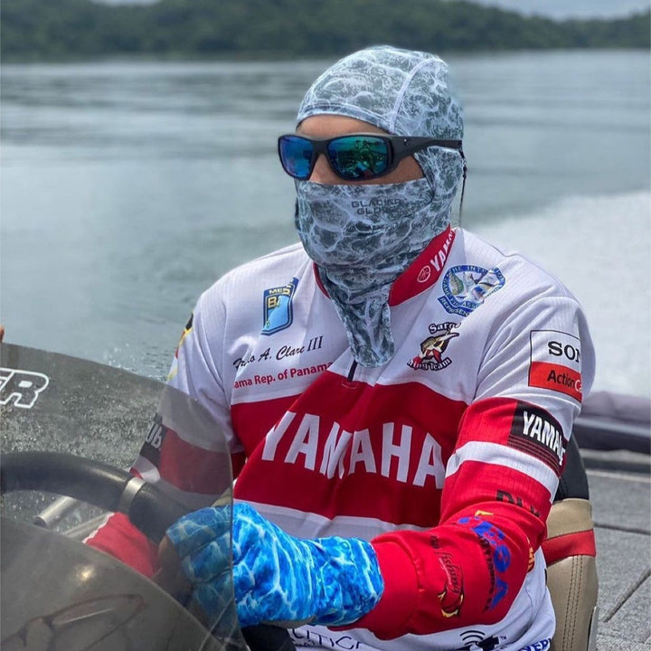 Green Glacier Outdoor sun hood, lightweight headwear with a gator-style design for outdoor protection.