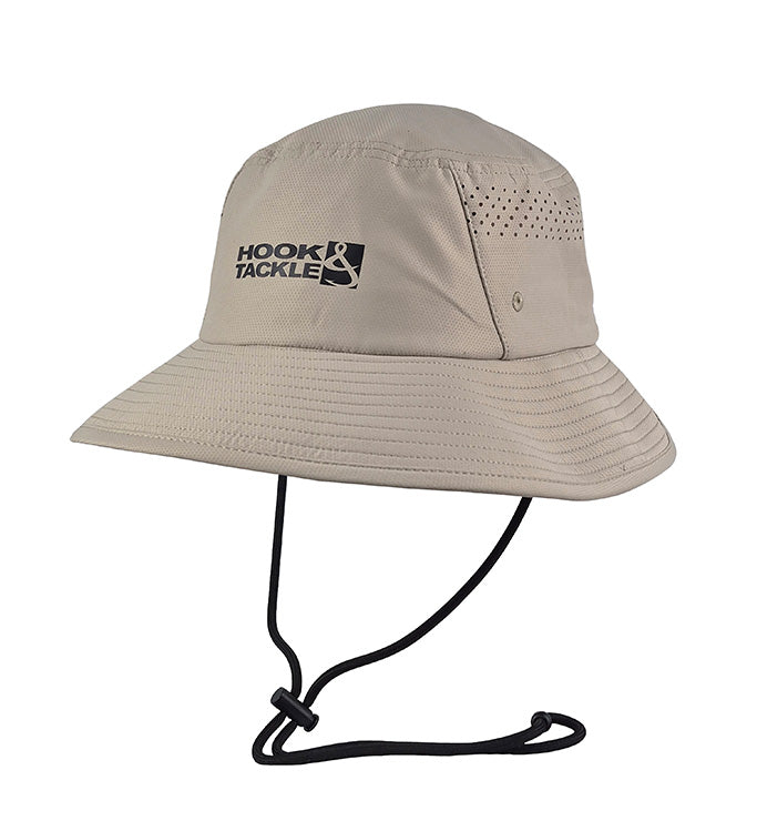 Khaki Shady Bucket Hat by Hook & Tackle, stylish accessories for sun protection and casual wear.