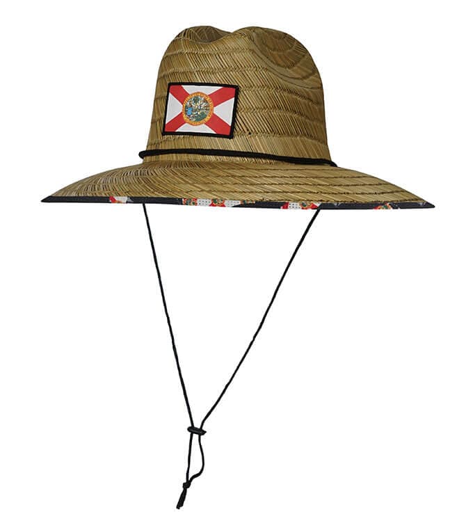 Florida straw hat from Hook & Tackle, lightweight accessories with a wide brim and woven straw design for sun protection.