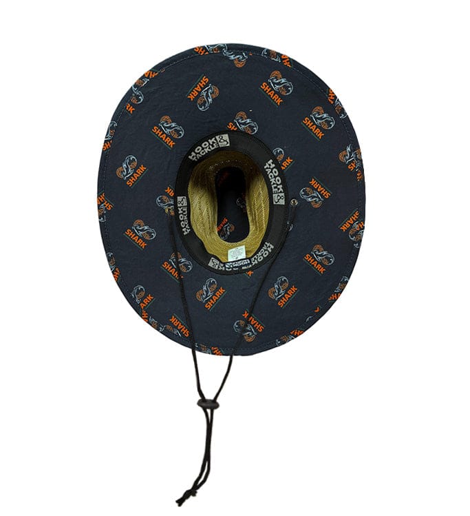 Hook & Tackle University of Miami logo straw hat, natural woven accessory with Miami branding and adjustable M-L size.