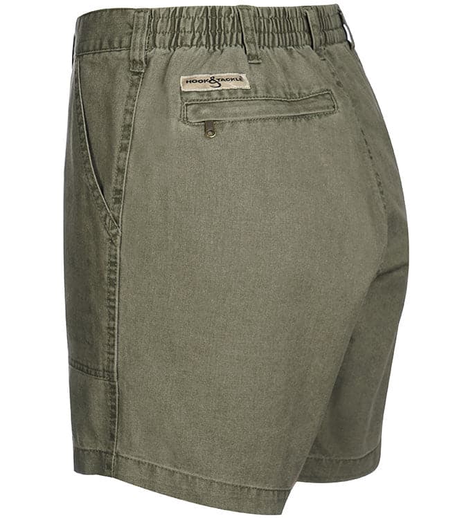 Men's Hook & Tackle casual chambray short with beer can island print, available in sizes 44-54, perfect for relaxed summer wear.