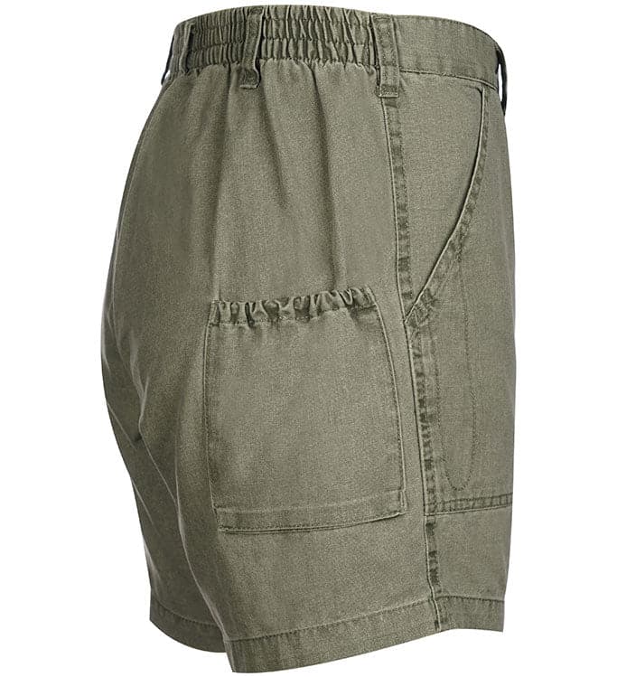 Men's Hook & Tackle casual chambray shorts, original Beer Can Island Cott. style, in size 44-54, featuring relaxed fit and denim look.