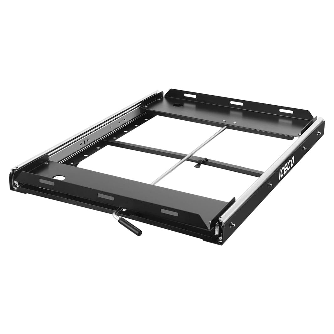 Inca Overland Outfitters APL55/VL60PRO slide mount accessory for ICECO appliances, shown mounted on a vehicle interior.